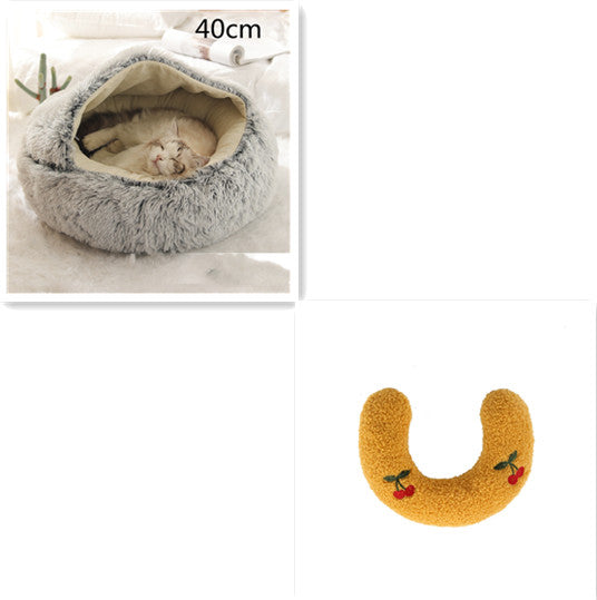 2-in-1 Plush Pet Bed House