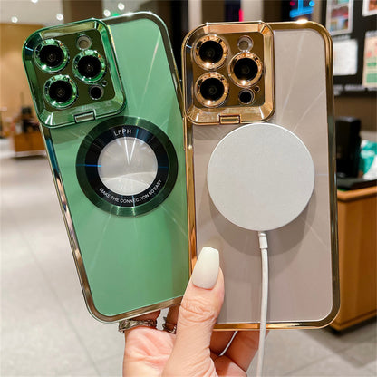 Luxury CD Pattern MagSafe Phone Case with Camera Stand