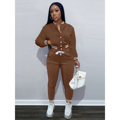 Women’s Single-Breasted Baseball Two-Piece Set