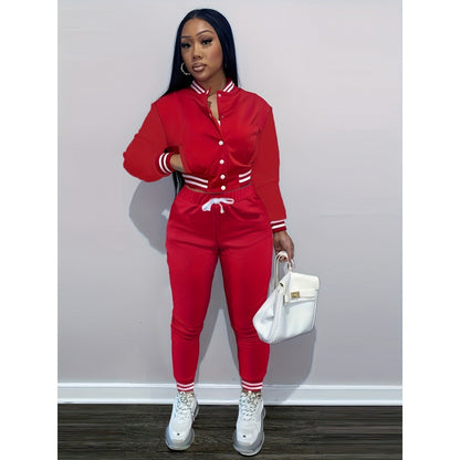 Women’s Single-Breasted Baseball Two-Piece Set