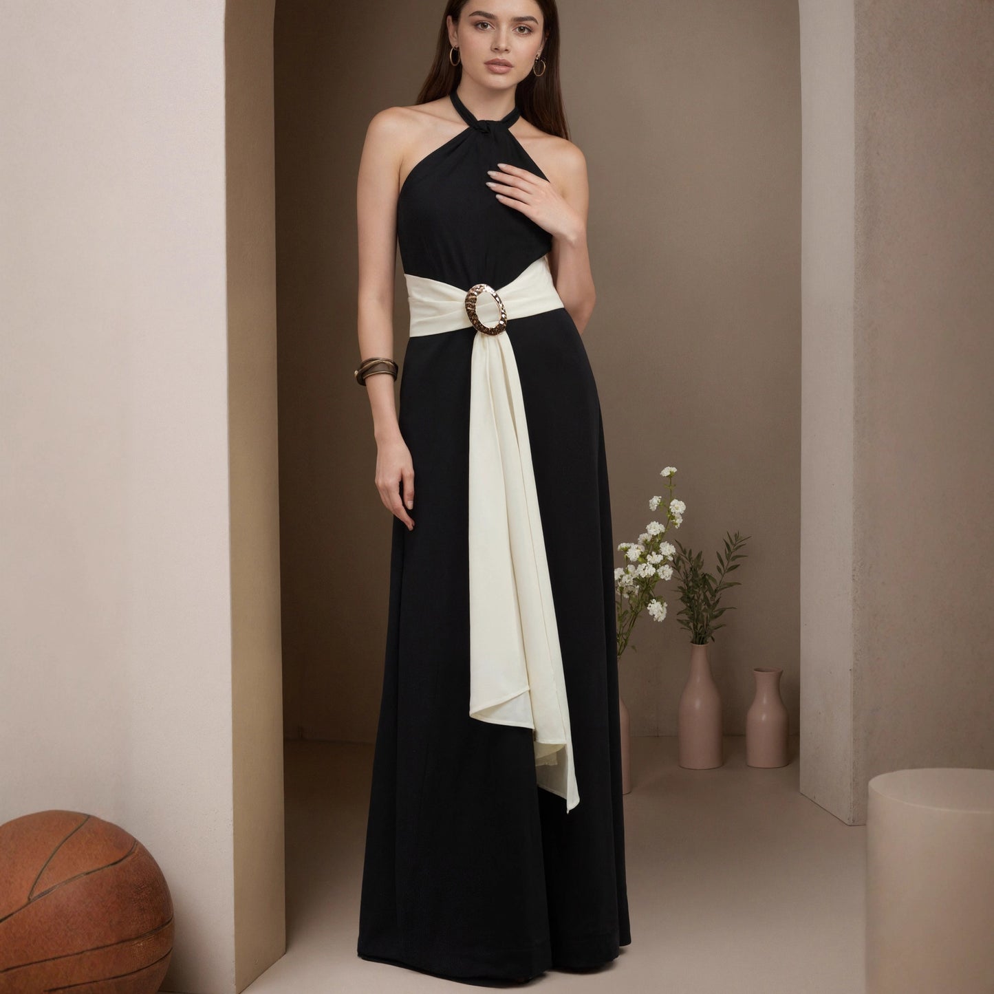 Women’s Color-Block Halter Jumpsuit