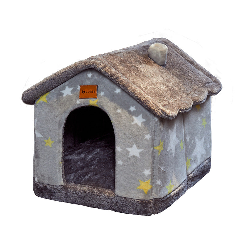 Foldable Warm Pet House Bed