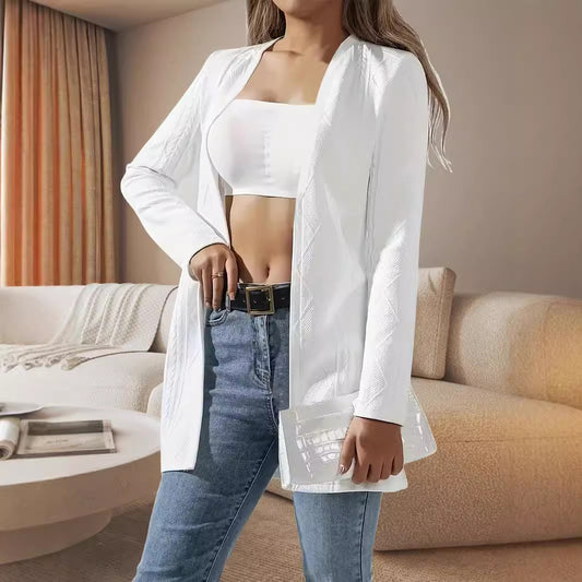 Women’s Textured Solid Color Cardigan Jacket