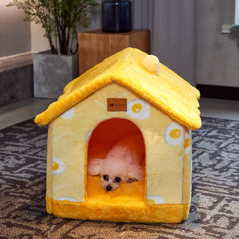 Foldable Warm Pet House Bed