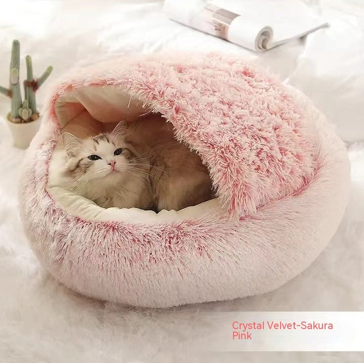 2-in-1 Plush Pet Bed House