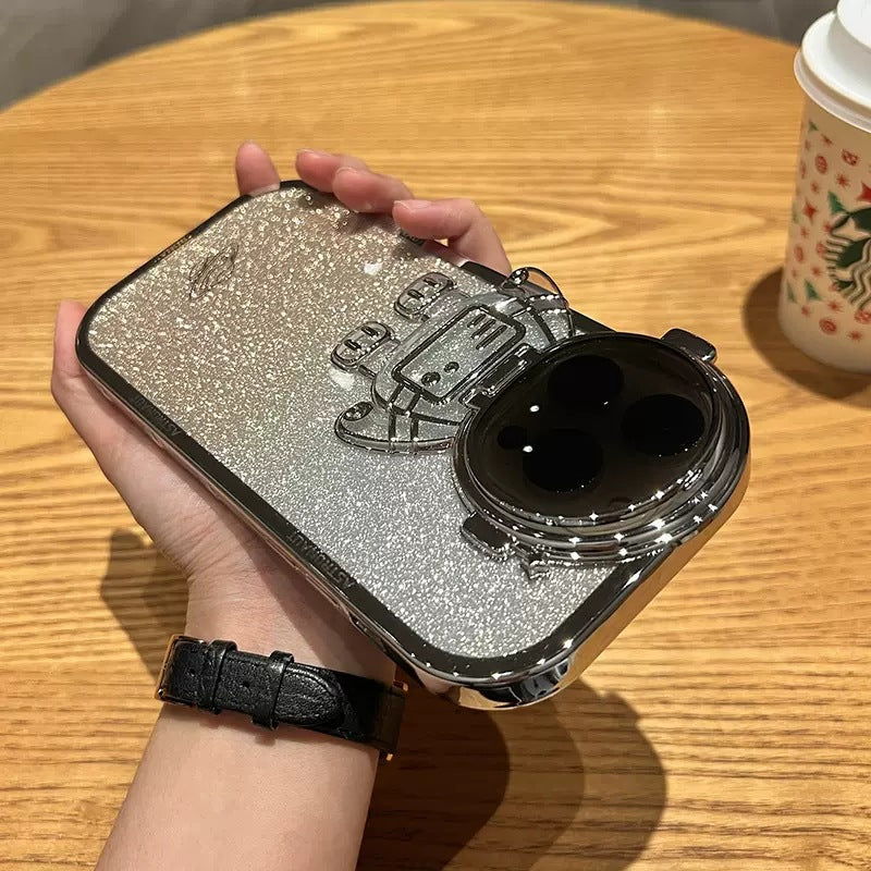 Glitter Astronaut Stand Phone Case