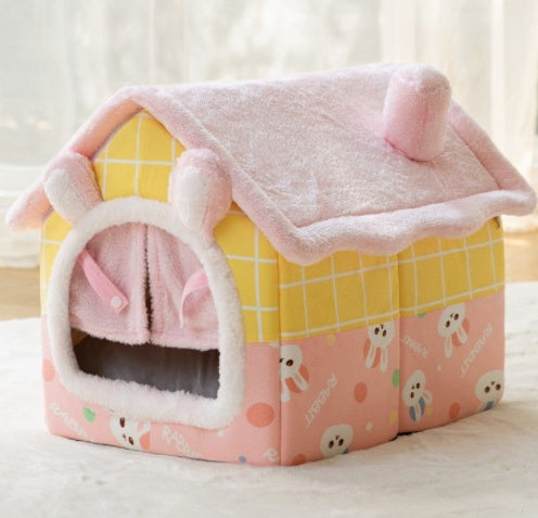 Foldable Warm Pet House Bed