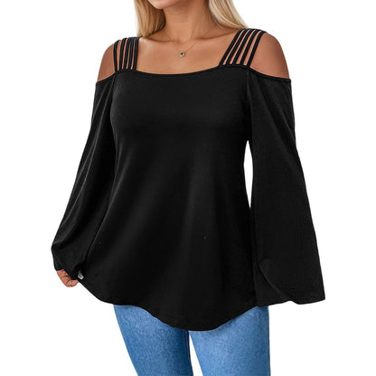 Elegant Off-Shoulder Long Sleeve T-Shirt