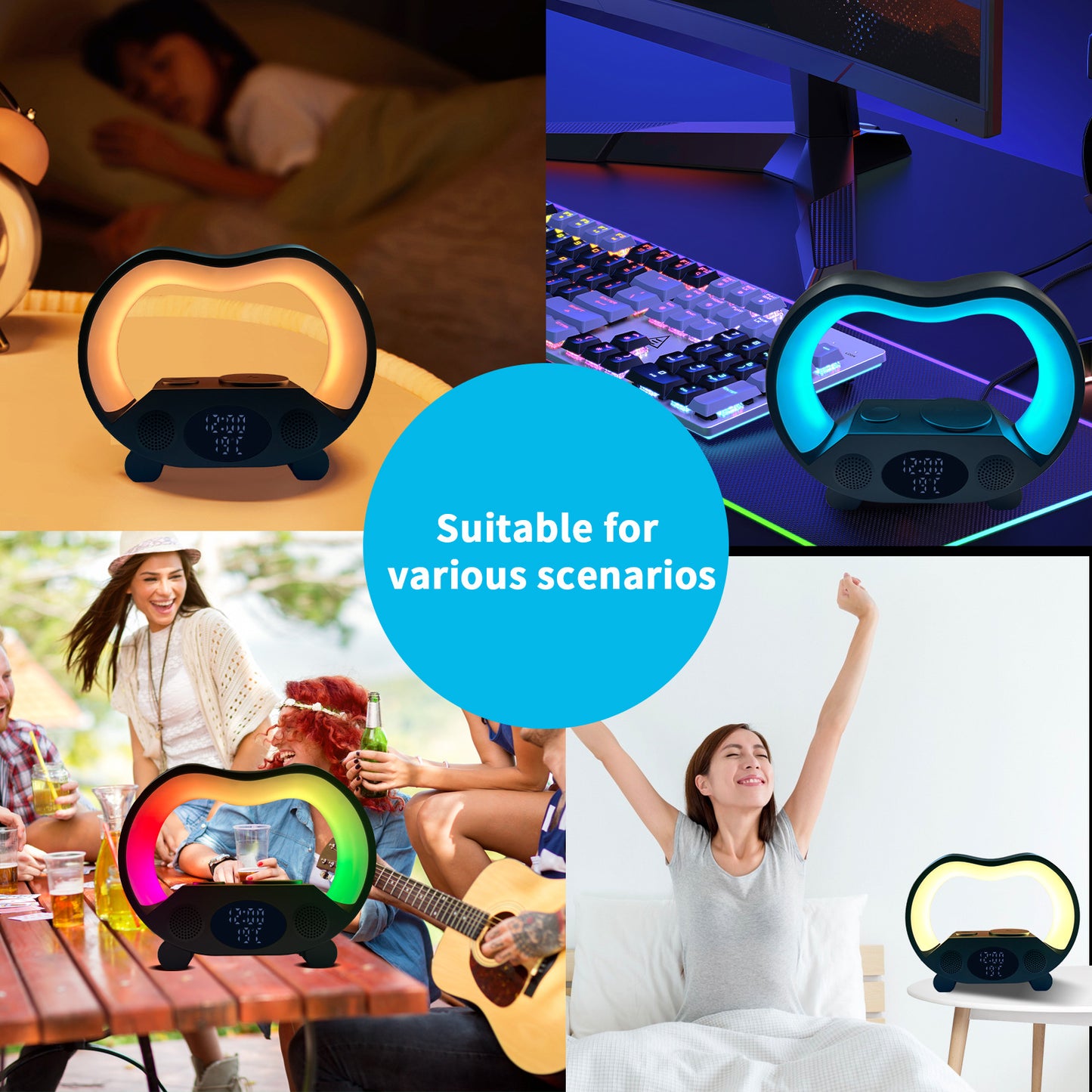 6-in-1 Smart LED Lamp with Wireless Charger & Speaker