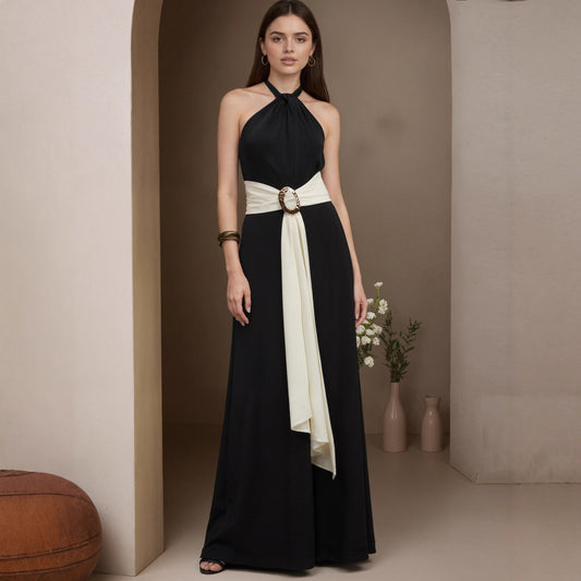 Women’s Color-Block Halter Jumpsuit