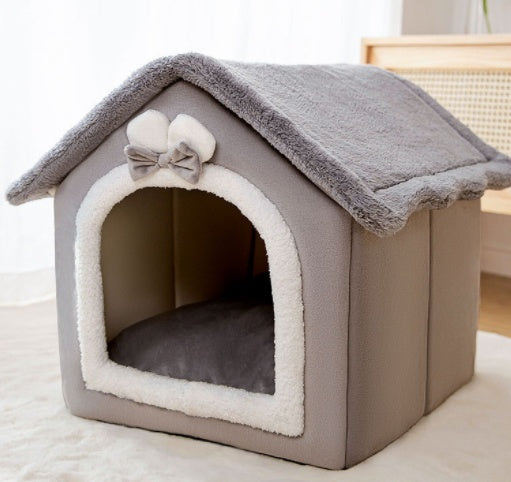 Foldable Warm Pet House Bed