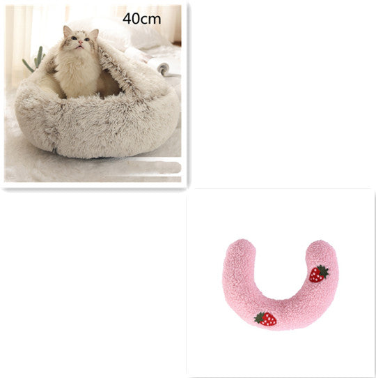 2-in-1 Plush Pet Bed House