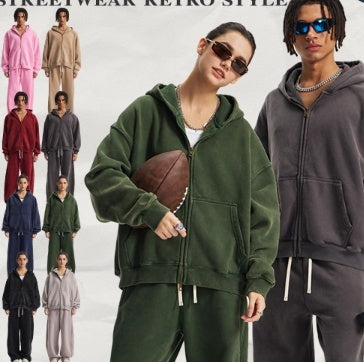 Men's Washed Sport Zip Hoodie