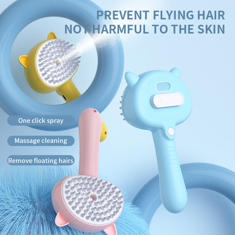 Rechargeable Self-Cleaning Pet Brush with Mist