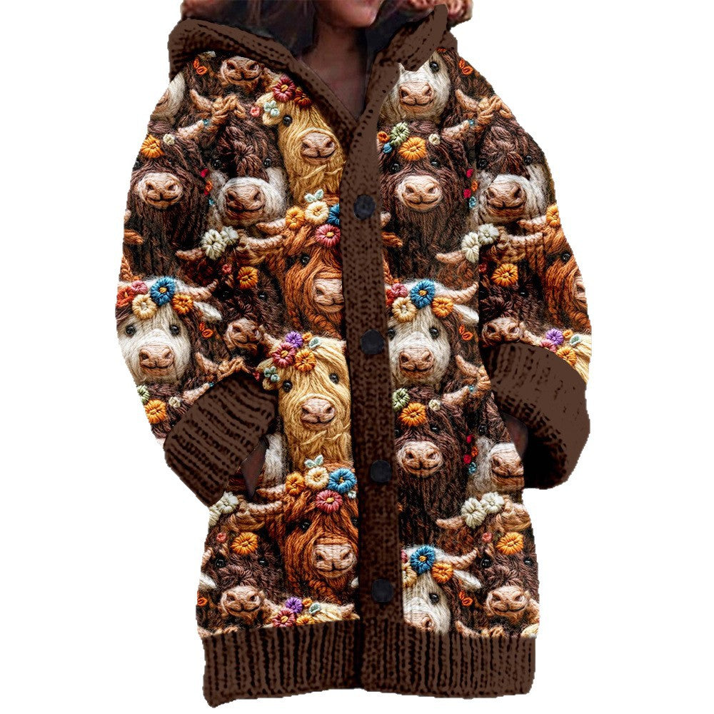 Women’s Casual Printed Long Cardigan